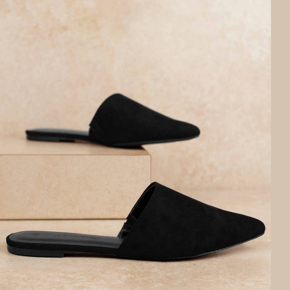 NEW SHEIN Celica Black Vegan Suede Pointed Toe Slip On Mule Size 6.5 - Picture 4 of 12